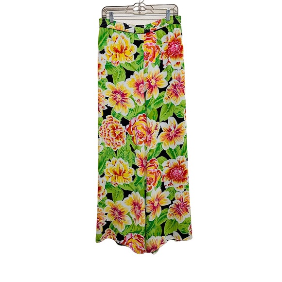 Bill Blass Evening Wide Leg Palazzo Pants & Scarf / Sash Floral Designer Sz M - Picture 6 of 16